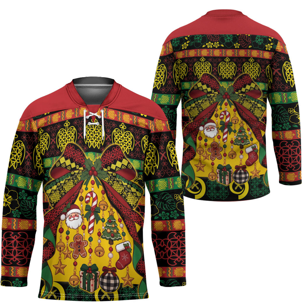 Vanuatu Sand Drawing Christmas Bow Hockey Jersey Meri Krismas