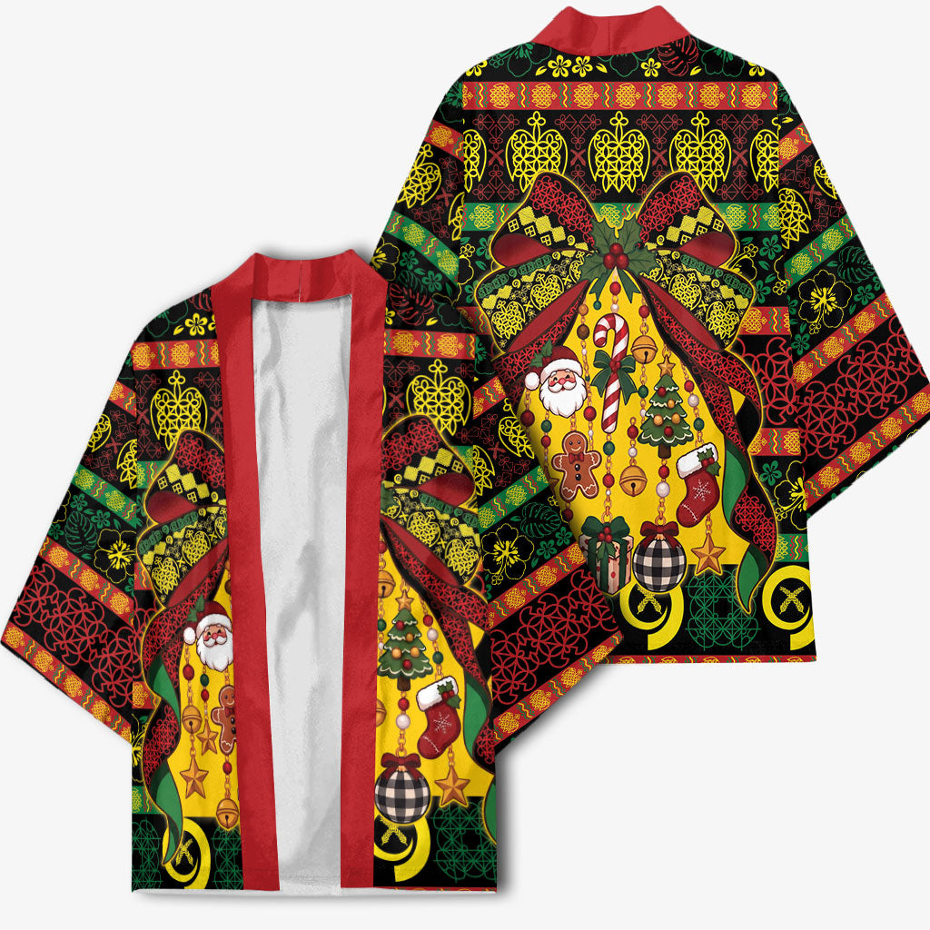Vanuatu Sand Drawing Christmas Bow Kimono Meri Krismas