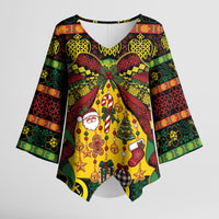 Vanuatu Sand Drawing Christmas Bow Kimono Sleeve Blouse Meri Krismas