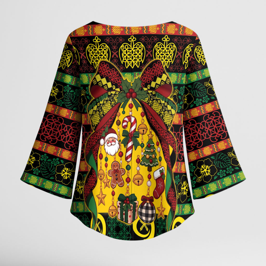 Vanuatu Sand Drawing Christmas Bow Kimono Sleeve Blouse Meri Krismas