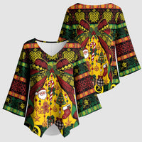 Vanuatu Sand Drawing Christmas Bow Kimono Sleeve Blouse Meri Krismas