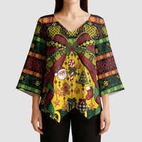 Vanuatu Sand Drawing Christmas Bow Kimono Sleeve Blouse Meri Krismas