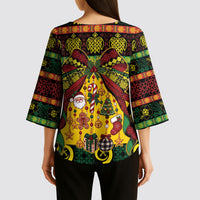 Vanuatu Sand Drawing Christmas Bow Kimono Sleeve Blouse Meri Krismas
