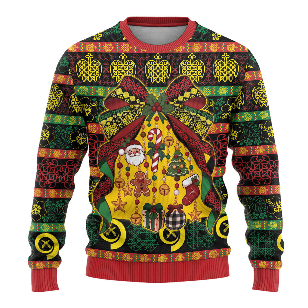 Vanuatu Sand Drawing Christmas Bow Ugly Christmas Sweater Meri Krismas LT9 - Polynesian Pride