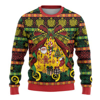Vanuatu Sand Drawing Christmas Bow Ugly Christmas Sweater Meri Krismas LT9 - Polynesian Pride