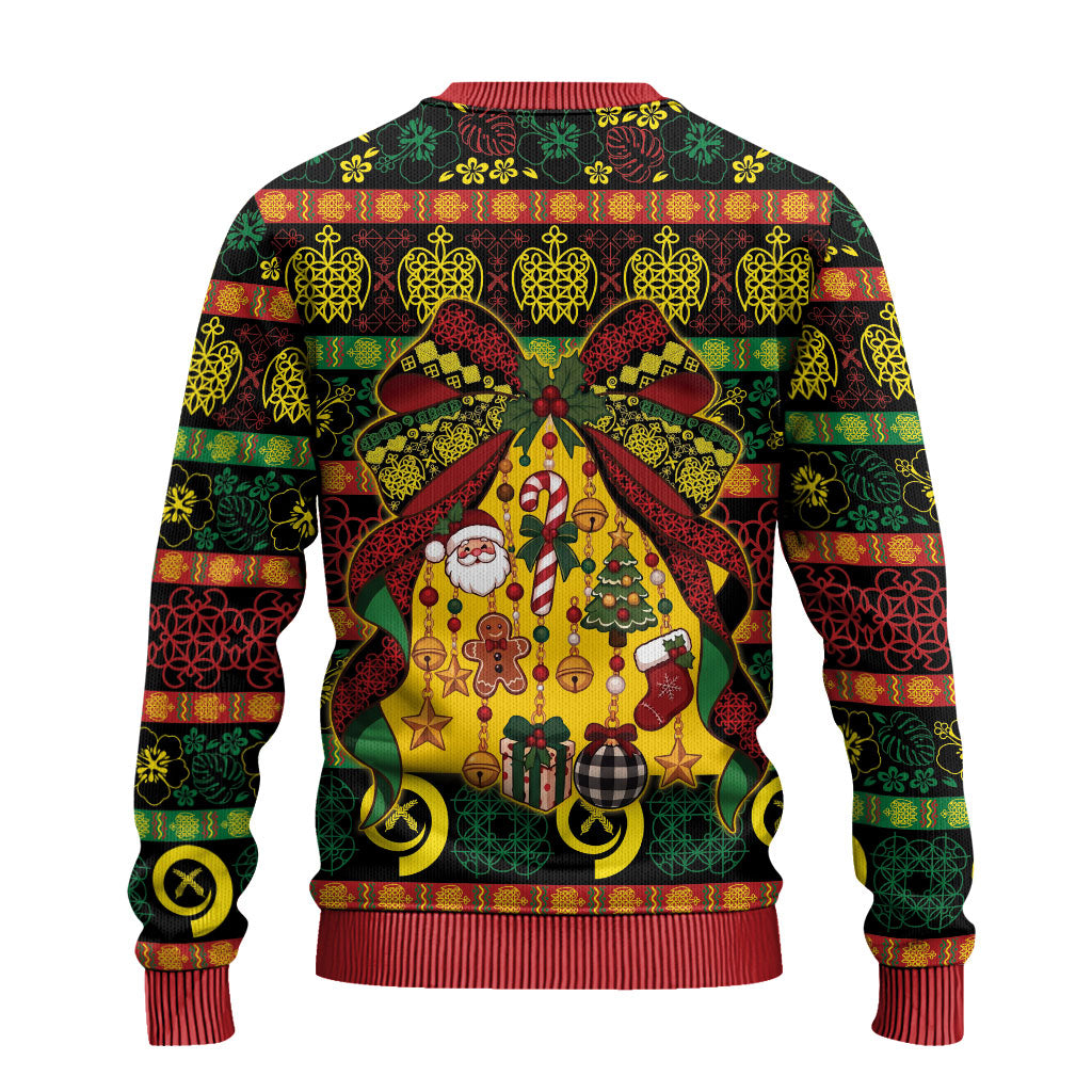 Vanuatu Sand Drawing Christmas Bow Ugly Christmas Sweater Meri Krismas LT9 - Polynesian Pride