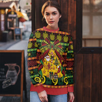Vanuatu Sand Drawing Christmas Bow Ugly Christmas Sweater Meri Krismas LT9 - Polynesian Pride