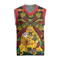 Vanuatu Sand Drawing Christmas Bow Christmas Knitted V-Neck Vest Meri Krismas