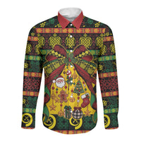 Vanuatu Sand Drawing Christmas Bow Long Sleeve Button Shirt Meri Krismas