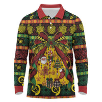 Vanuatu Sand Drawing Christmas Bow Long Sleeve Polo Shirt Meri Krismas