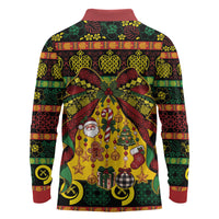 Vanuatu Sand Drawing Christmas Bow Long Sleeve Polo Shirt Meri Krismas