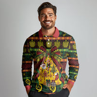 Vanuatu Sand Drawing Christmas Bow Long Sleeve Polo Shirt Meri Krismas