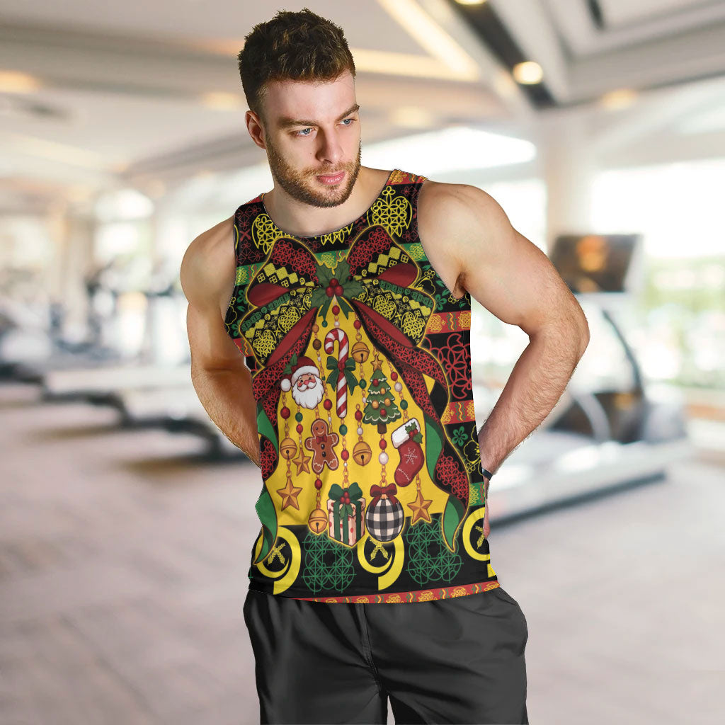 Vanuatu Sand Drawing Christmas Bow Men Tank Top Meri Krismas LT9 Multicolor - Polynesian Pride