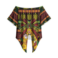Vanuatu Sand Drawing Christmas Bow Off Shoulder Wrap Waist Top Meri Krismas