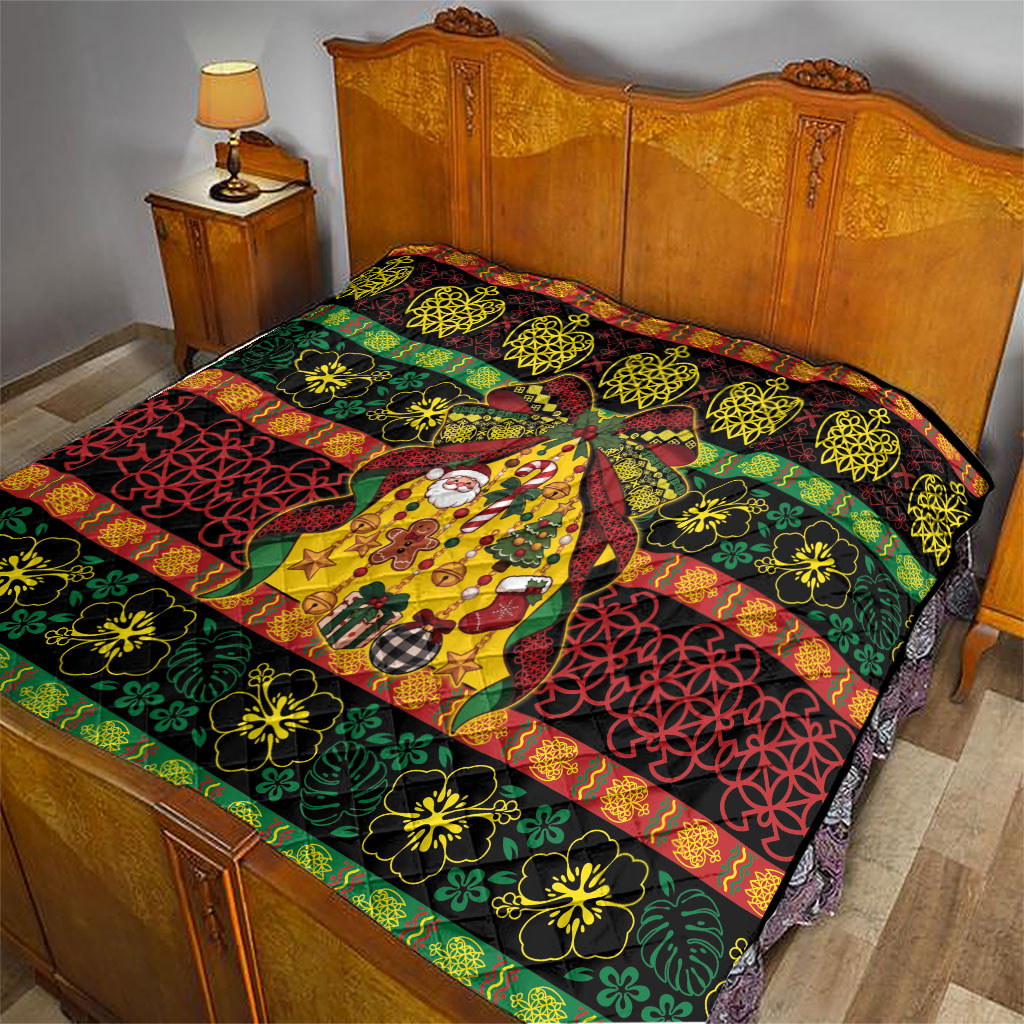 Vanuatu Sand Drawing Christmas Bow Quilt Meri Krismas LT9 - Polynesian Pride