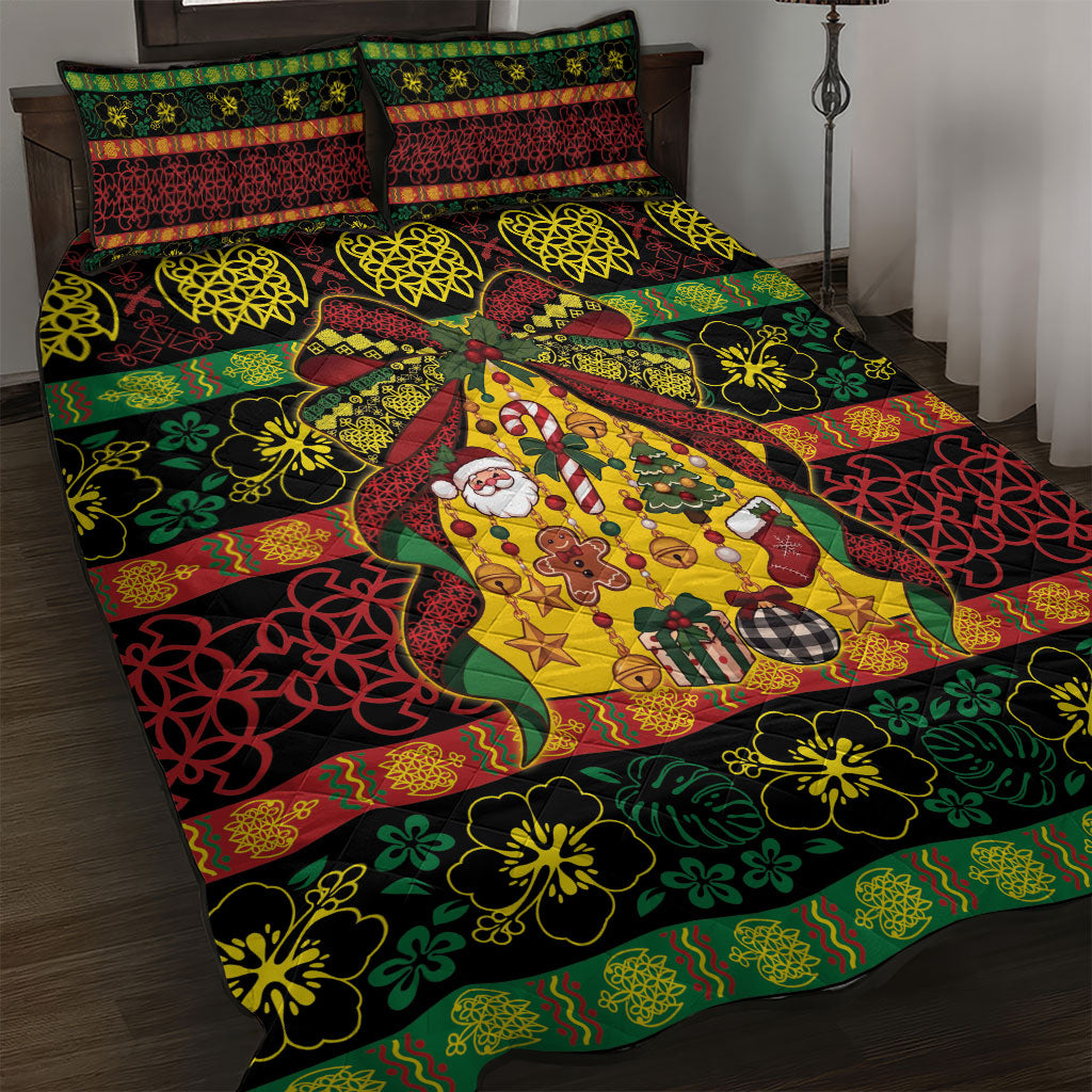 Vanuatu Sand Drawing Christmas Bow Quilt Bed Set Meri Krismas LT9 Multicolor - Polynesian Pride