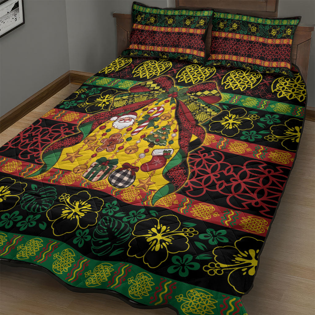 Vanuatu Sand Drawing Christmas Bow Quilt Bed Set Meri Krismas LT9 - Polynesian Pride