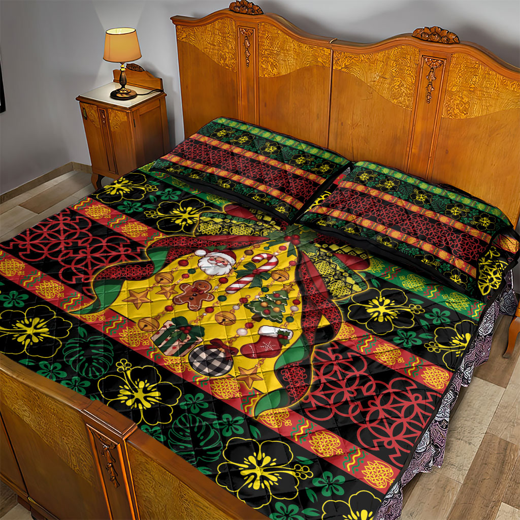 Vanuatu Sand Drawing Christmas Bow Quilt Bed Set Meri Krismas LT9 - Polynesian Pride
