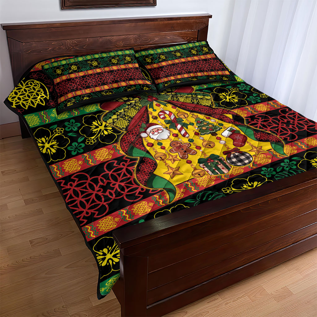Vanuatu Sand Drawing Christmas Bow Quilt Bed Set Meri Krismas LT9 - Polynesian Pride