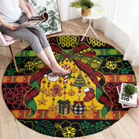Vanuatu Sand Drawing Christmas Bow Round Carpet Meri Krismas LT9 - Polynesian Pride