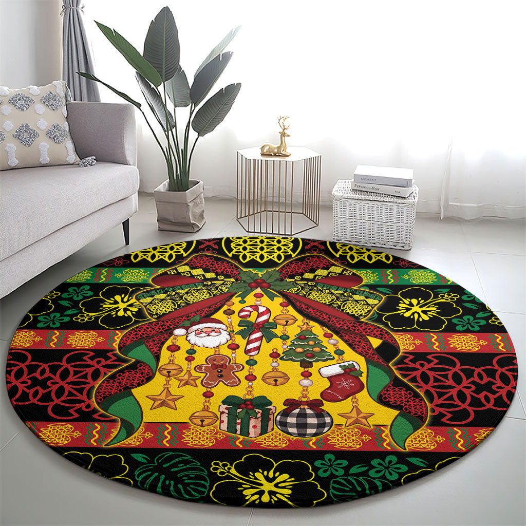 Vanuatu Sand Drawing Christmas Bow Round Carpet Meri Krismas LT9 - Polynesian Pride