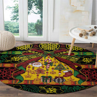 Vanuatu Sand Drawing Christmas Bow Round Carpet Meri Krismas LT9 - Polynesian Pride