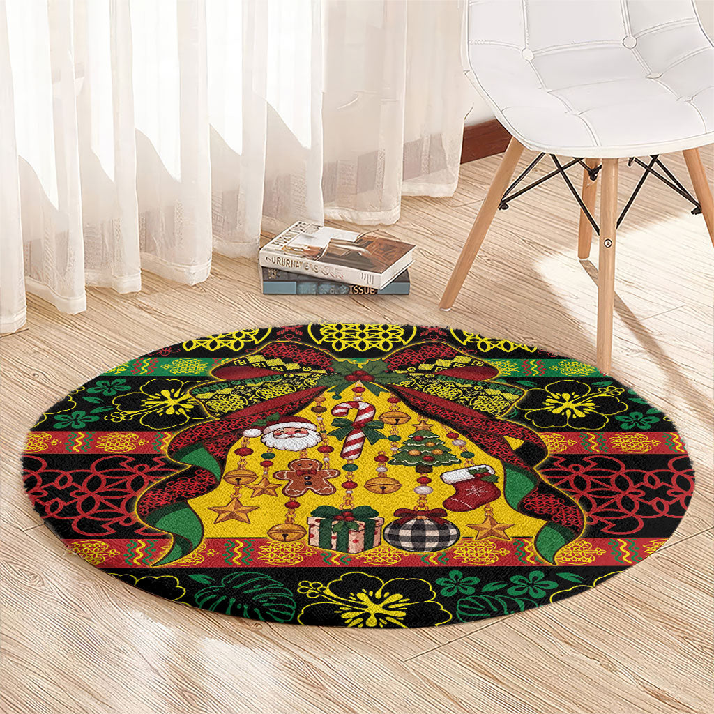 Vanuatu Sand Drawing Christmas Bow Round Carpet Meri Krismas LT9 - Polynesian Pride