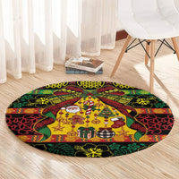 Vanuatu Sand Drawing Christmas Bow Round Carpet Meri Krismas LT9 - Polynesian Pride