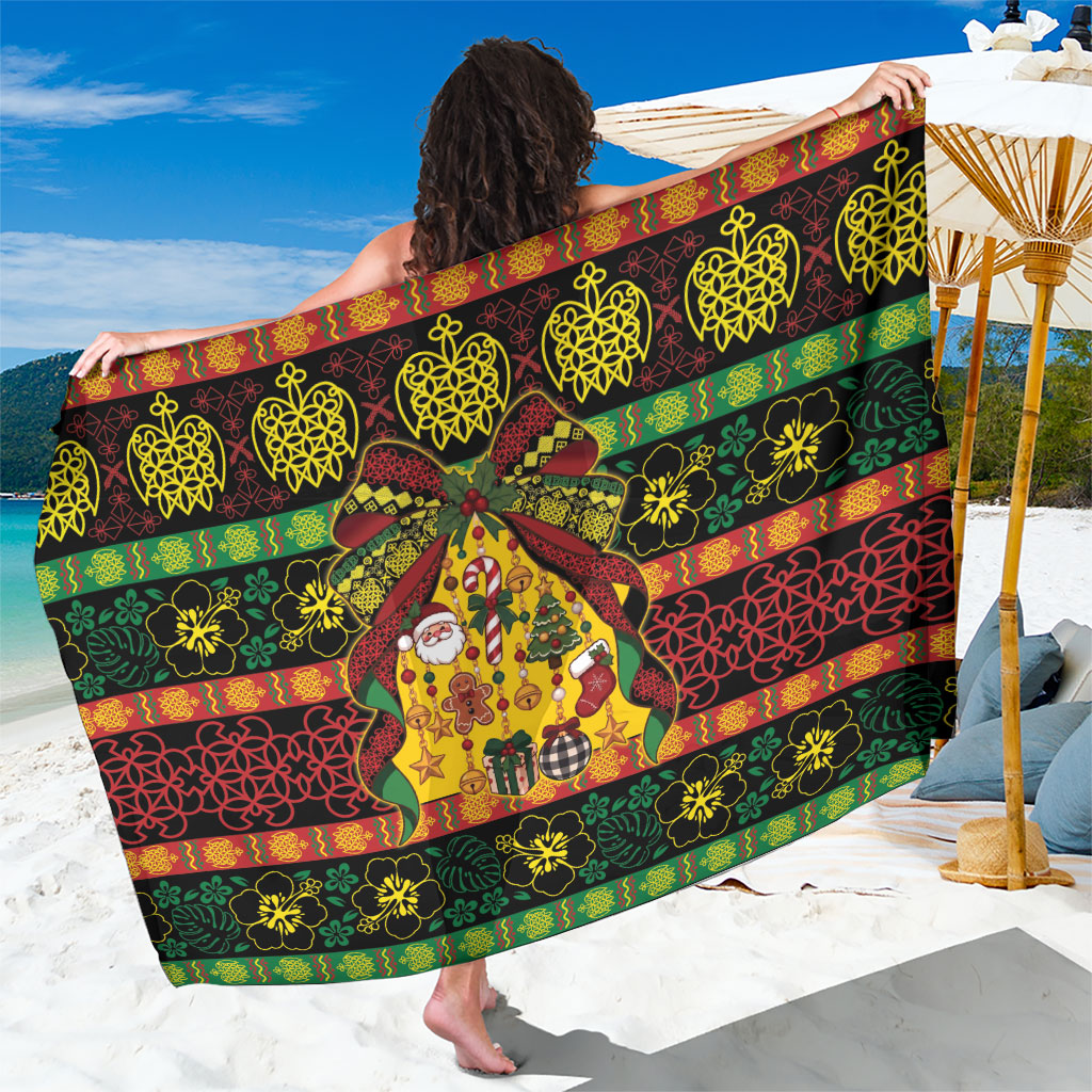 Vanuatu Sand Drawing Christmas Bow Sarong Meri Krismas LT9 One Size 44 x 66 inches Multicolor - Polynesian Pride