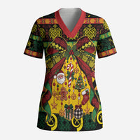 Vanuatu Sand Drawing Christmas Bow Scrub Top Meri Krismas LT9 Adult Multicolor - Polynesian Pride