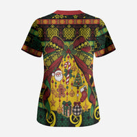 Vanuatu Sand Drawing Christmas Bow Scrub Top Meri Krismas LT9 - Polynesian Pride