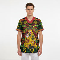 Vanuatu Sand Drawing Christmas Bow Scrub Top Meri Krismas LT9 - Polynesian Pride