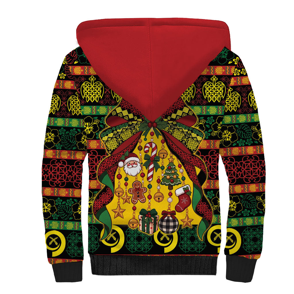 Vanuatu Sand Drawing Christmas Bow Sherpa Hoodie Meri Krismas