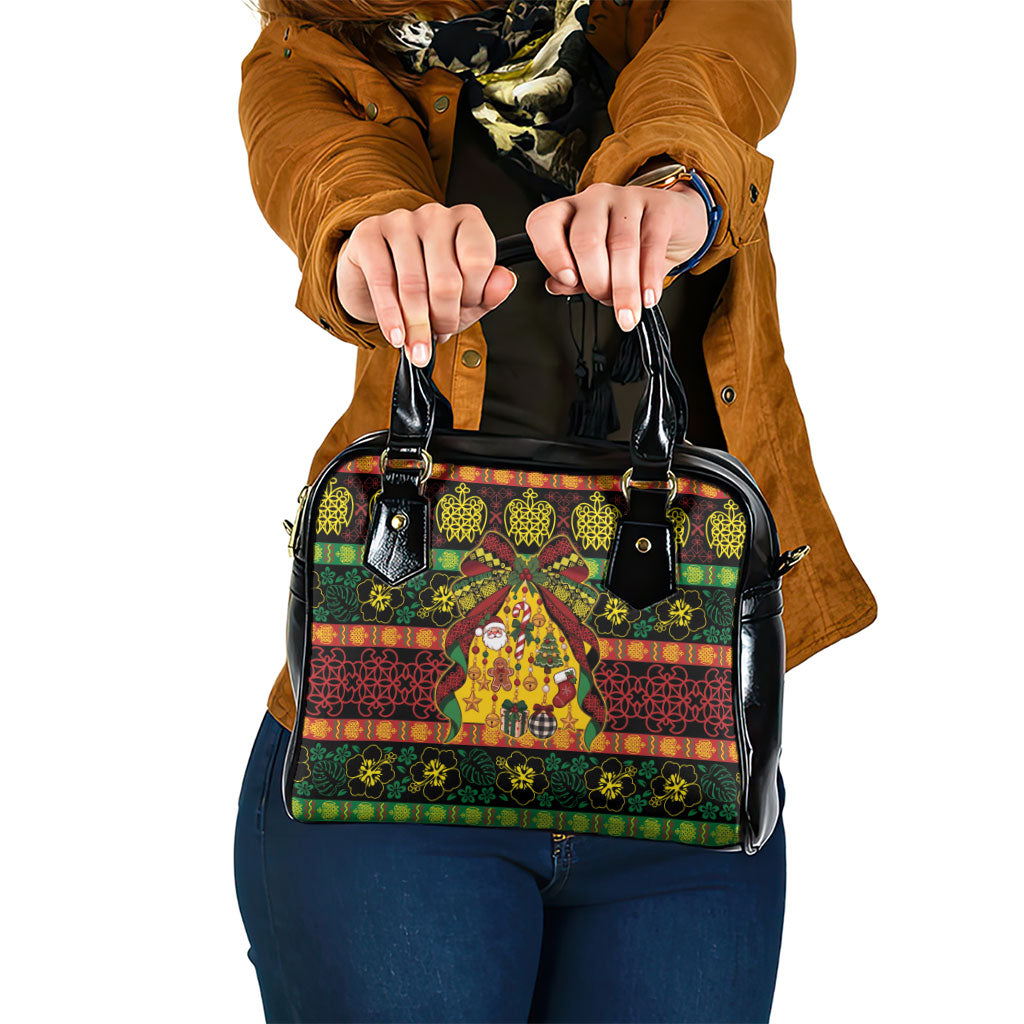 Vanuatu Sand Drawing Christmas Bow Shoulder Handbag Meri Krismas LT9 One Size Multicolor - Polynesian Pride