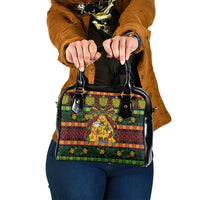 Vanuatu Sand Drawing Christmas Bow Shoulder Handbag Meri Krismas LT9 One Size Multicolor - Polynesian Pride