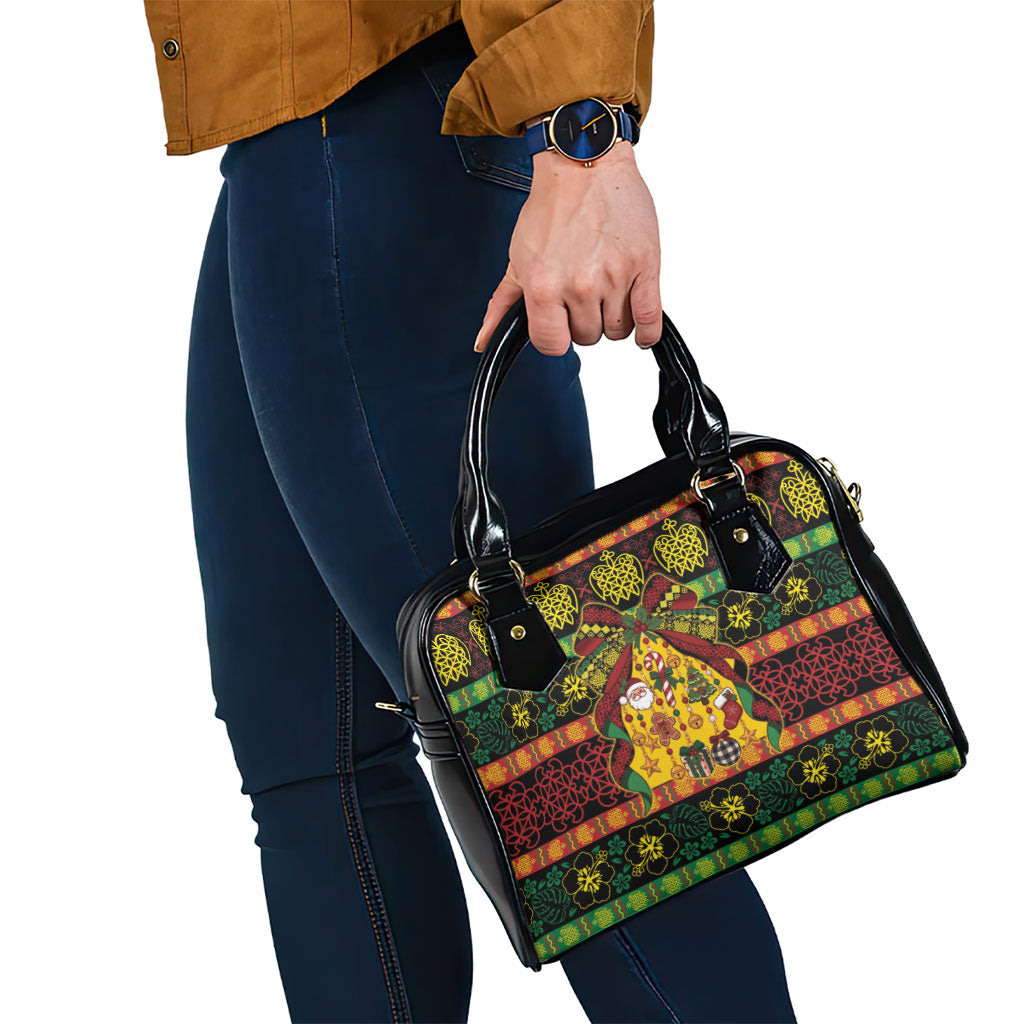 Vanuatu Sand Drawing Christmas Bow Shoulder Handbag Meri Krismas LT9 - Polynesian Pride