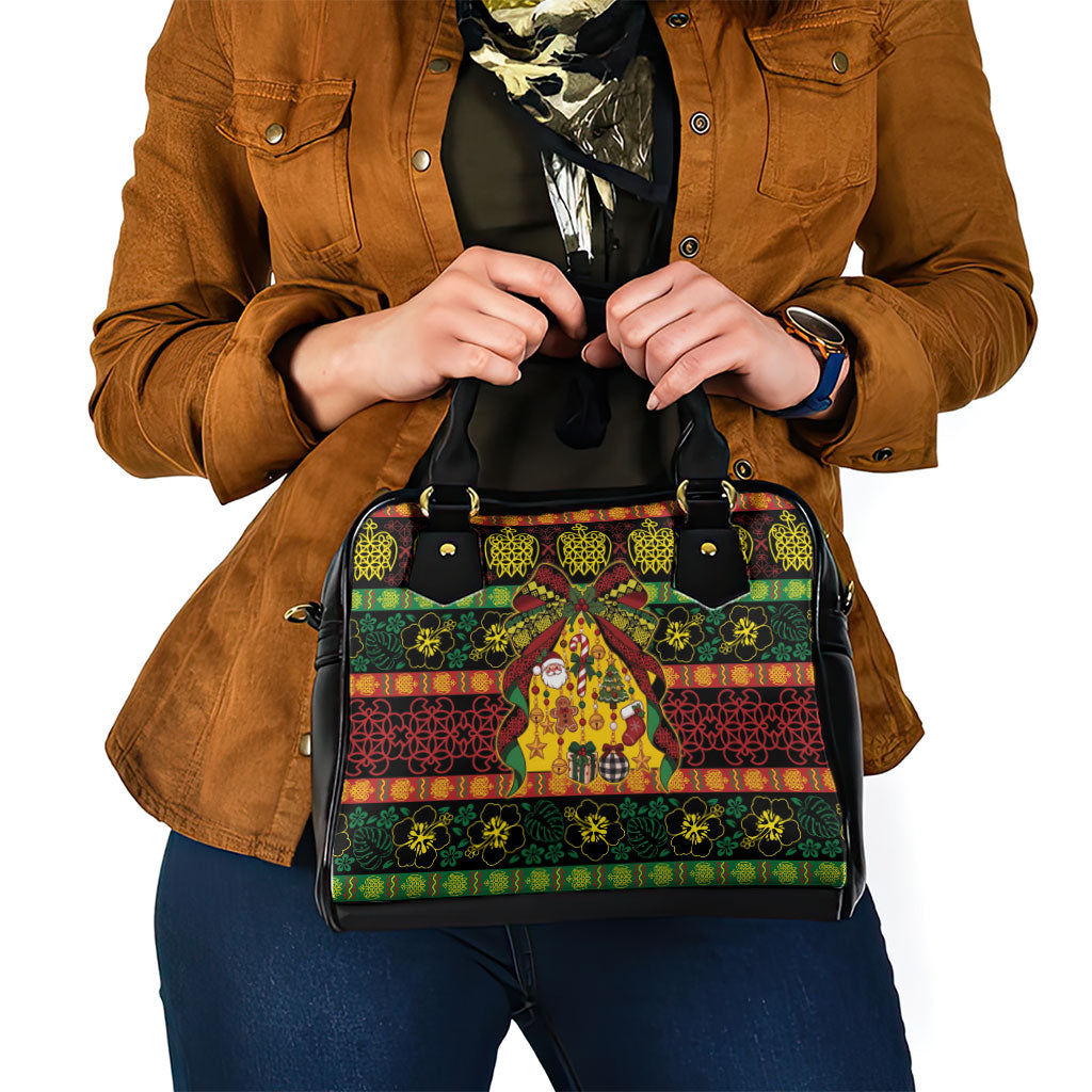 Vanuatu Sand Drawing Christmas Bow Shoulder Handbag Meri Krismas LT9 - Polynesian Pride