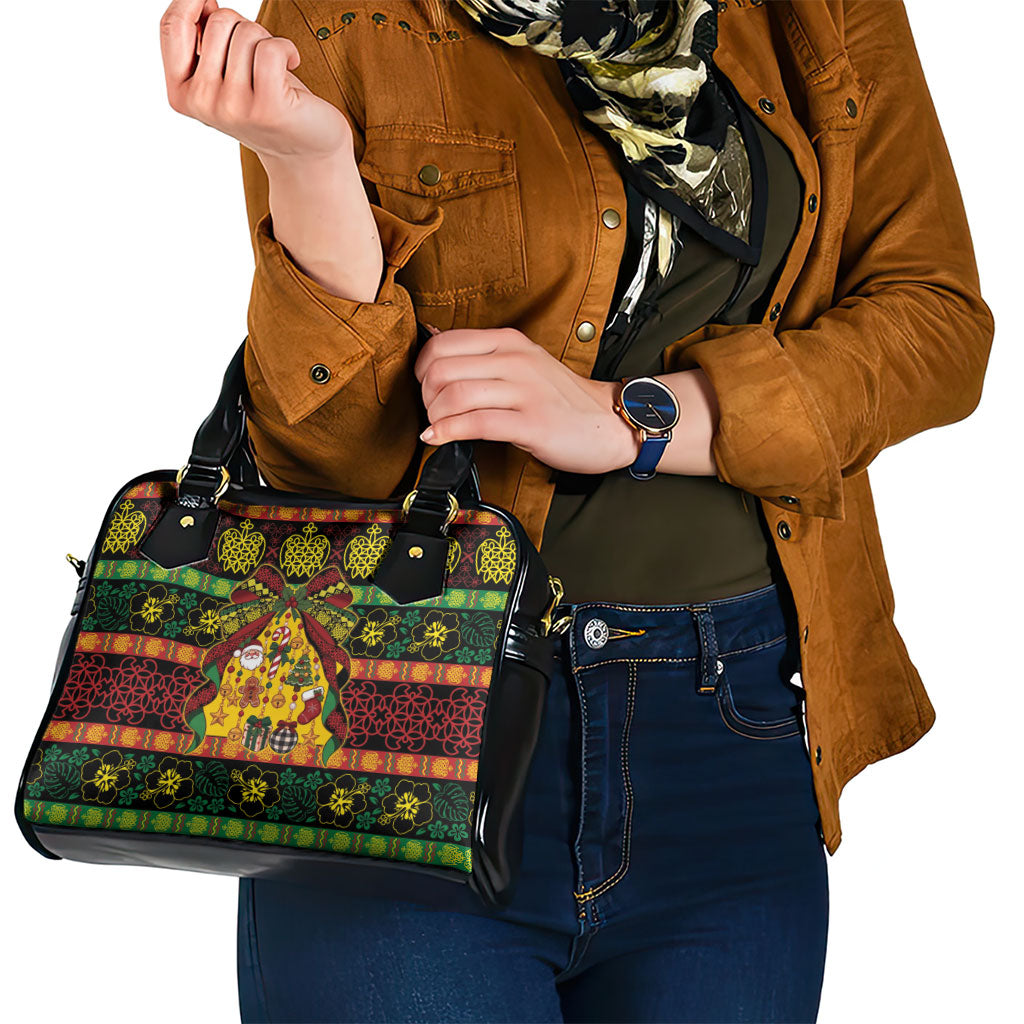 Vanuatu Sand Drawing Christmas Bow Shoulder Handbag Meri Krismas LT9 - Polynesian Pride