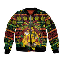 Vanuatu Sand Drawing Christmas Bow Sleeve Zip Bomber Jacket Meri Krismas LT9 Unisex Multicolor - Polynesian Pride