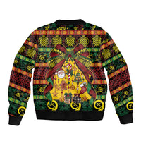 Vanuatu Sand Drawing Christmas Bow Sleeve Zip Bomber Jacket Meri Krismas LT9 - Polynesian Pride