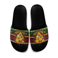 Vanuatu Sand Drawing Christmas Bow Slide Sandals Meri Krismas LT9 Multicolor - Polynesian Pride