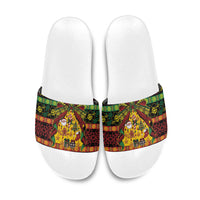 Vanuatu Sand Drawing Christmas Bow Slide Sandals Meri Krismas LT9 Multicolor - Polynesian Pride