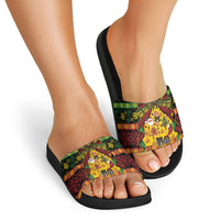 Vanuatu Sand Drawing Christmas Bow Slide Sandals Meri Krismas LT9 - Polynesian Pride