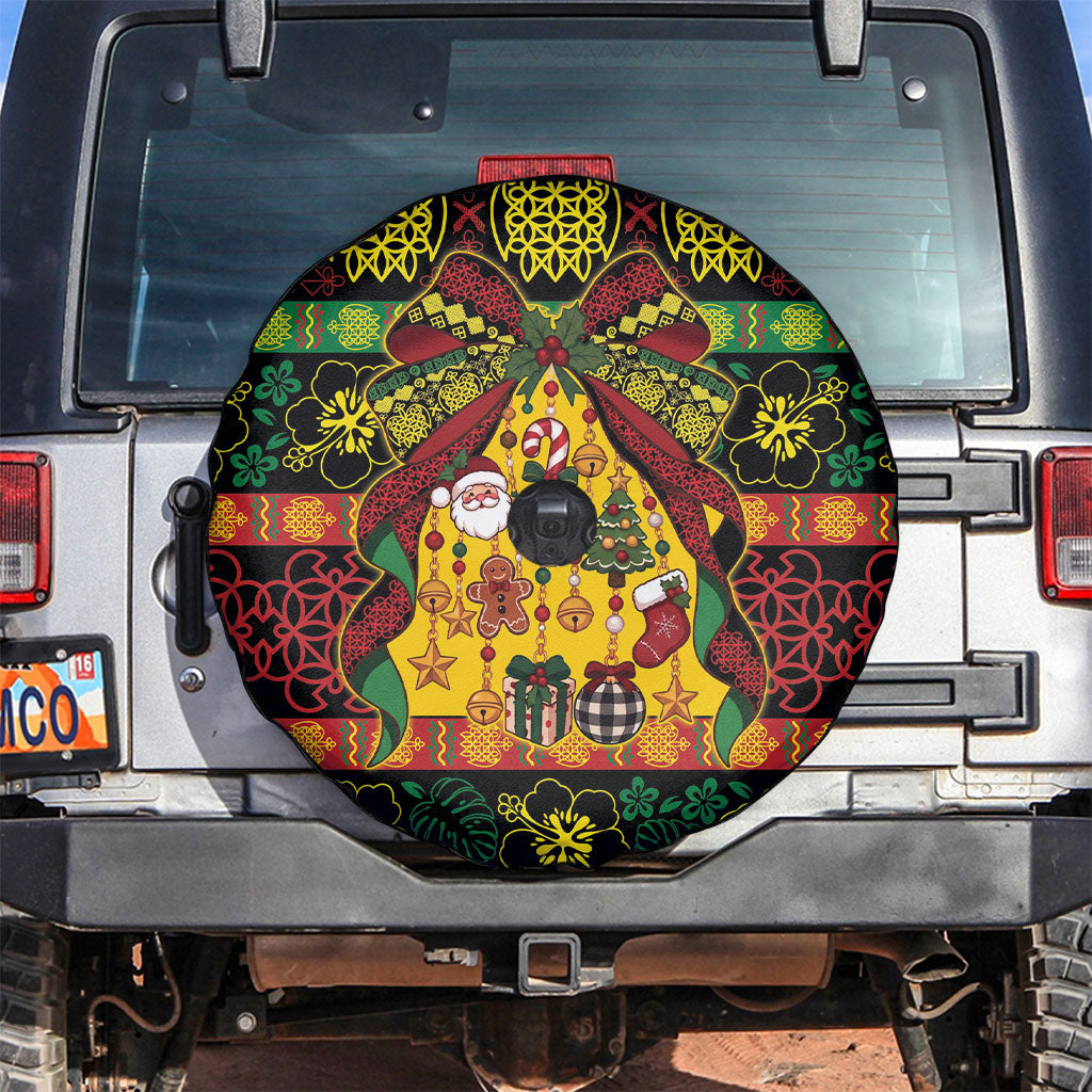 Vanuatu Sand Drawing Christmas Bow Spare Tire Cover Meri Krismas LT9 Multicolor - Polynesian Pride