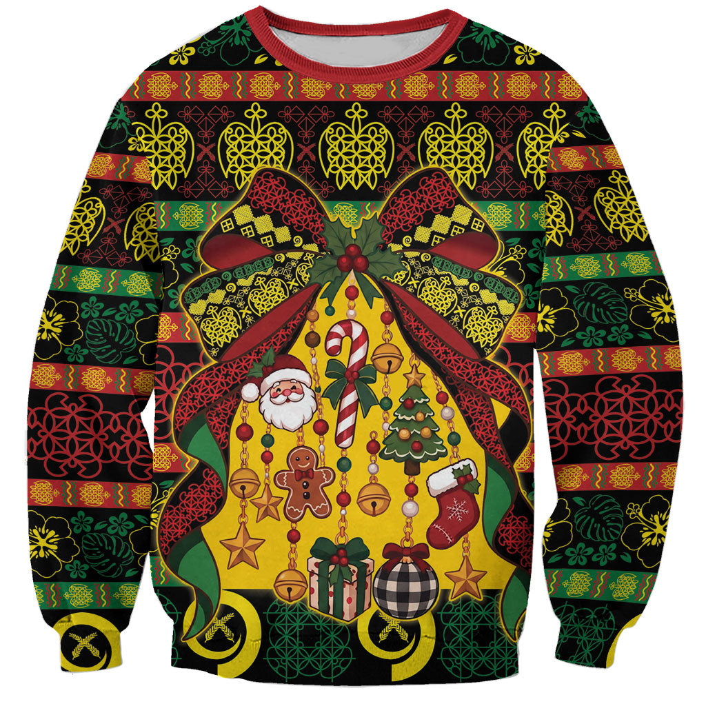 Vanuatu Sand Drawing Christmas Bow Sweatshirt Meri Krismas LT9 Unisex Multicolor - Polynesian Pride