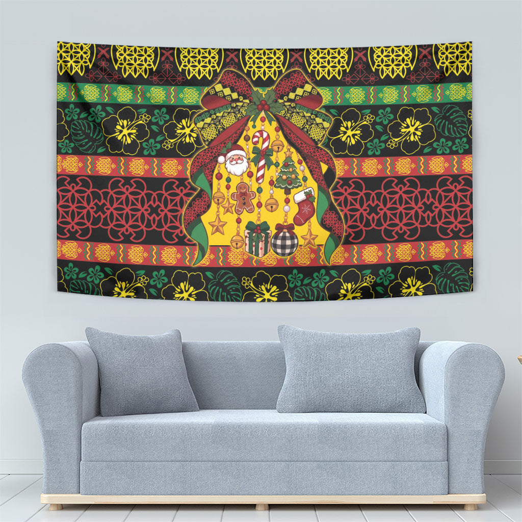 Vanuatu Sand Drawing Christmas Bow Tapestry Meri Krismas