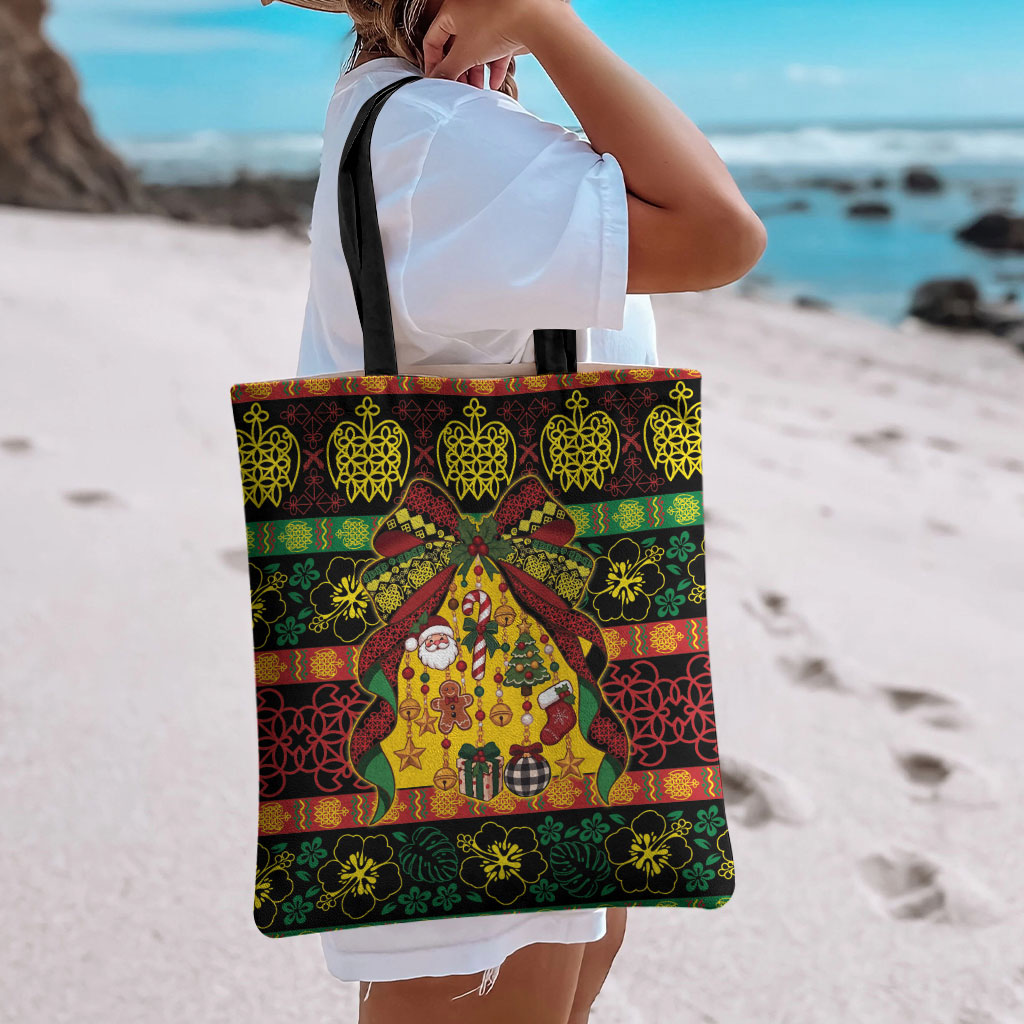 Vanuatu Sand Drawing Christmas Bow Tote Bag Meri Krismas LT9 - Polynesian Pride