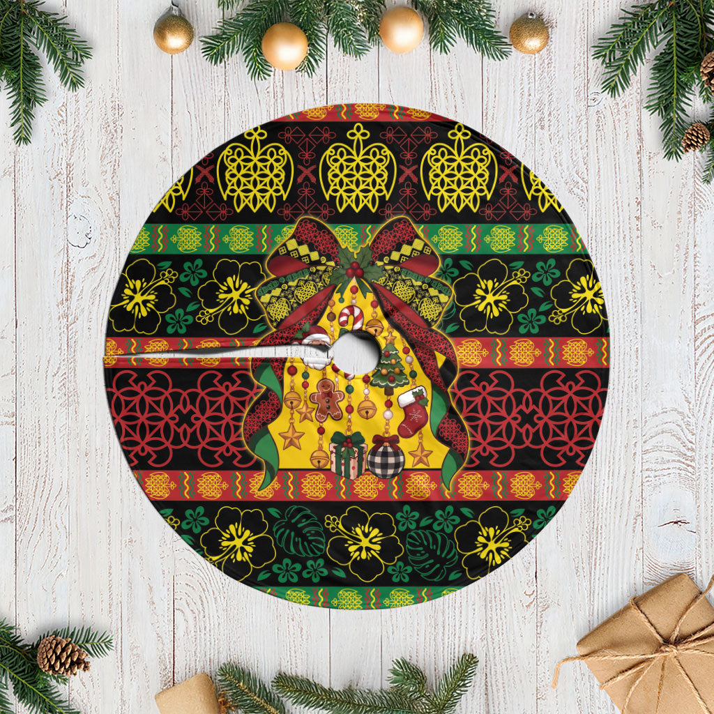 Vanuatu Sand Drawing Christmas Bow Tree Skirt Meri Krismas