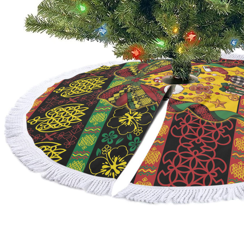 Vanuatu Sand Drawing Christmas Bow Tree Skirt Meri Krismas
