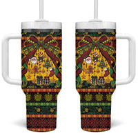 Vanuatu Sand Drawing Christmas Bow Tumbler With Handle Meri Krismas